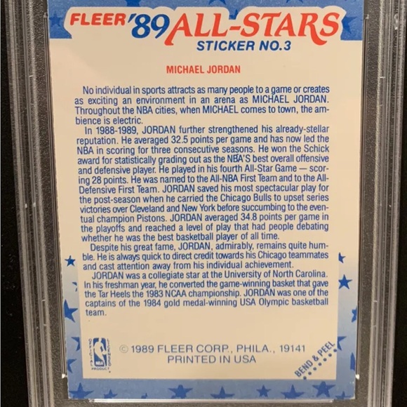 1989 Michael Jordan fleer sticker #3 NV 7 - Picture 2 of 2